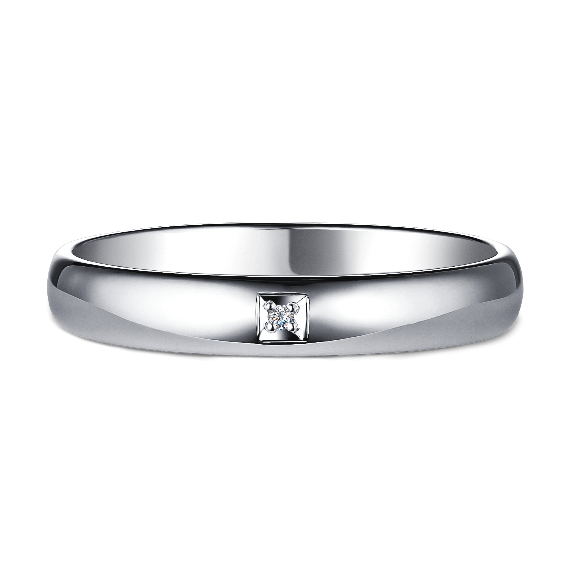 Кольцо обручальное из серебра 925 с бриллиантом
