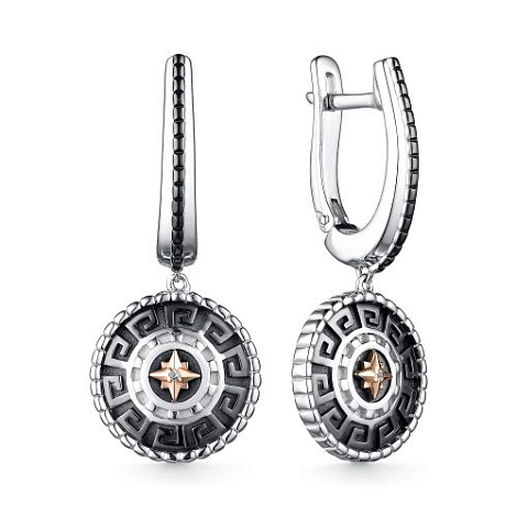 Серьги из серебра 925 с бриллиантом