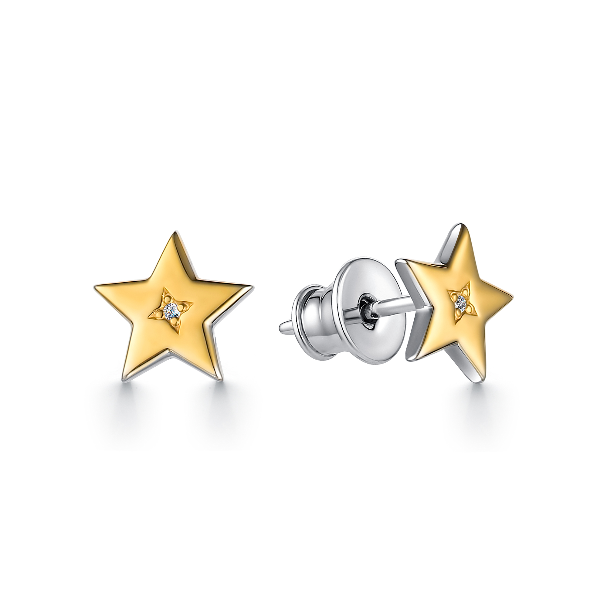 Серьги из комбинированного серебра 925 с кристаллом