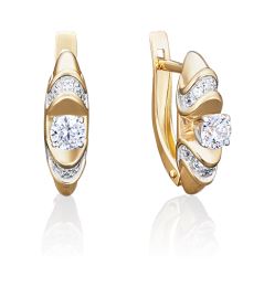 Серьги из красного золота 585 с фианитом