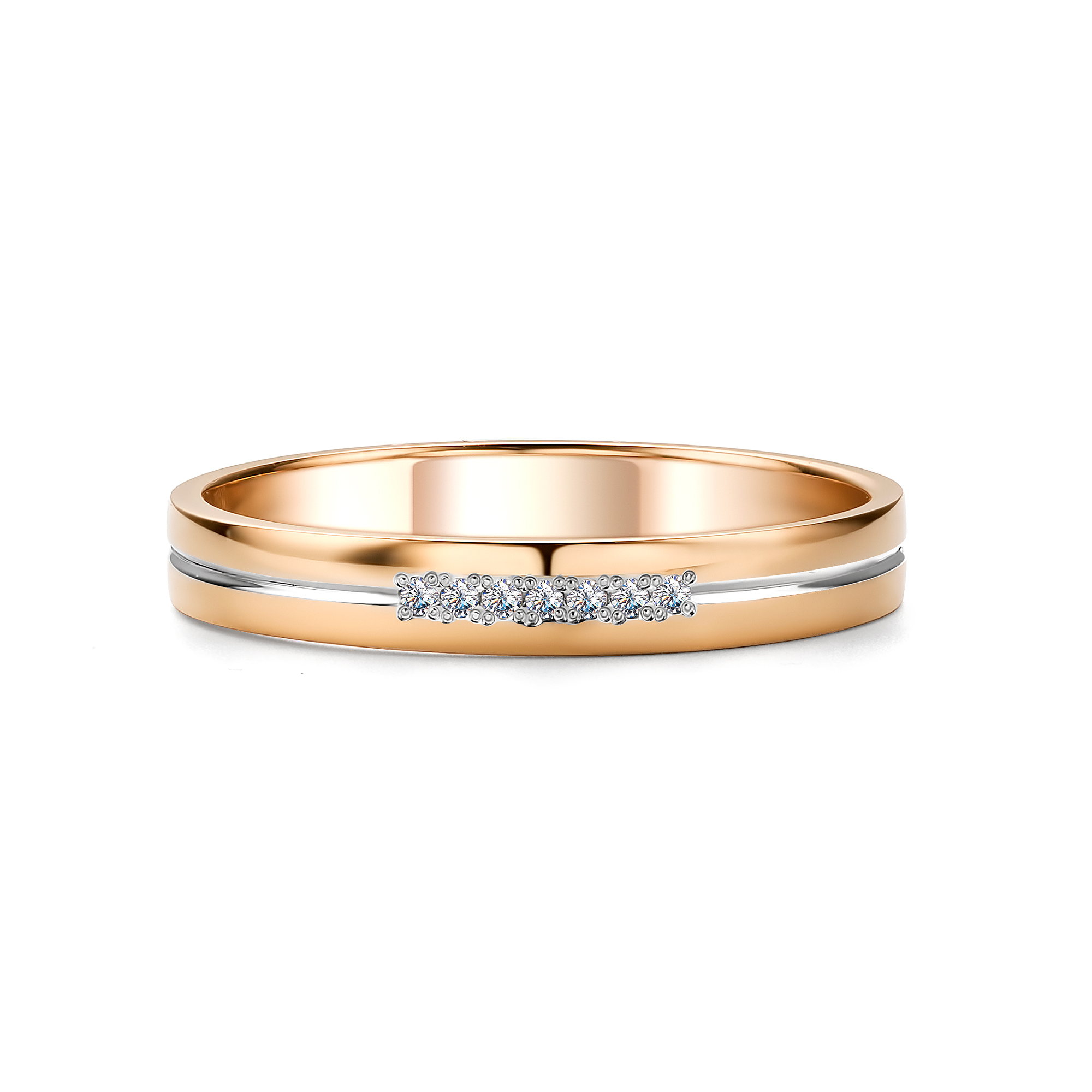 Кольцо обручальное из розового золота 585 с бриллиантами