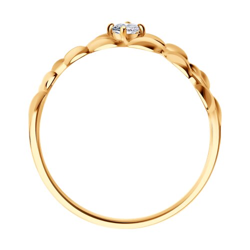 Кольцо из розового золота 585 с фианитом