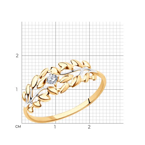Кольцо из комбинированного золота 585 с фианитом