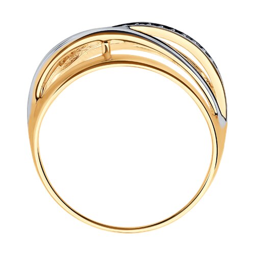 Кольцо из комбинированного золота 585 с фианитами