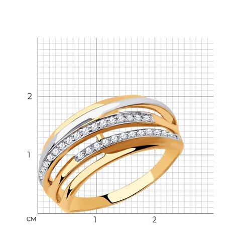 Кольцо из комбинированного золота 585 с фианитами
