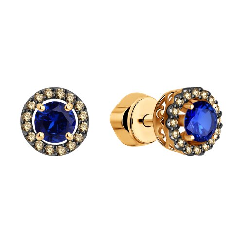 Серьги из красного золота 585 с сапфиром