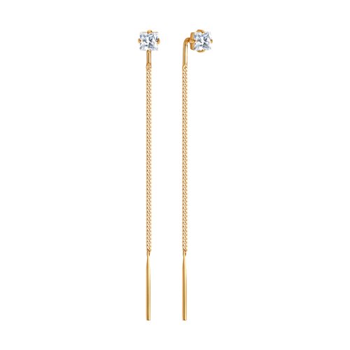 Серьги из розового золота 585 с фианитом