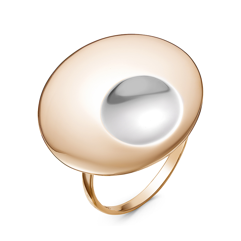 Кольцо из комбинированного золота 585 без вставок