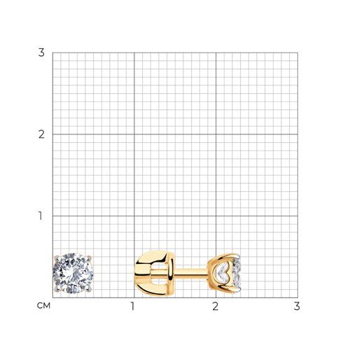 Серьги из красного золота 585 с фианитом