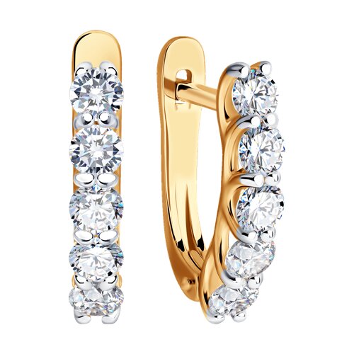 Серьги из красного золота 585 с фианитом