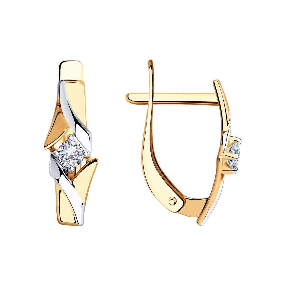 Серьги из красного золота 585 с фианитом