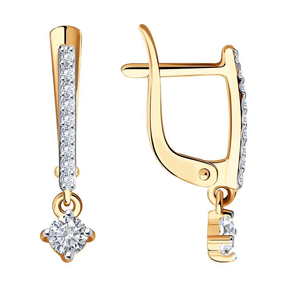 Серьги из красного золота 585 с фианитом