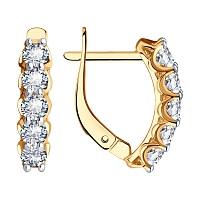 Серьги из красного золота 585 с фианитом