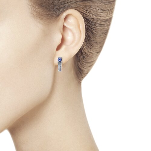 Серьги из белого золота 585 с танзанитом