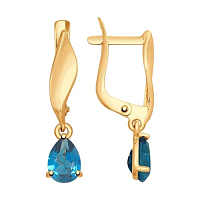 Серьги из красного золота 585 с топазом