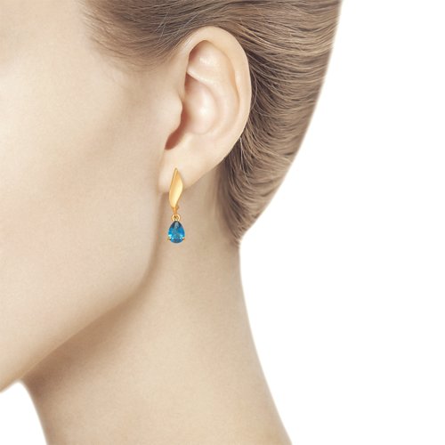 Серьги из красного золота 585 с топазом