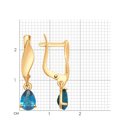 Серьги из красного золота 585 с топазом
