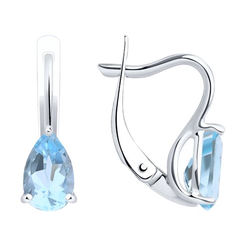 Серьги из белого золота 585 с топазом