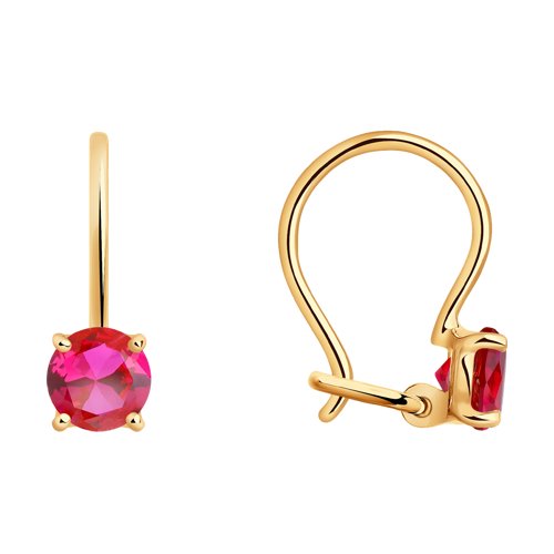 Серьги из красного золота 585 с корундом