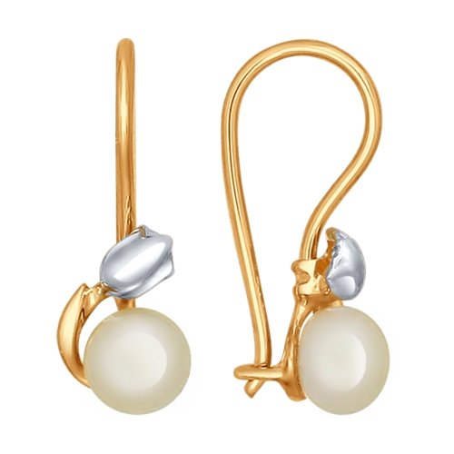 Серьги из красного золота 585 с жемчугом