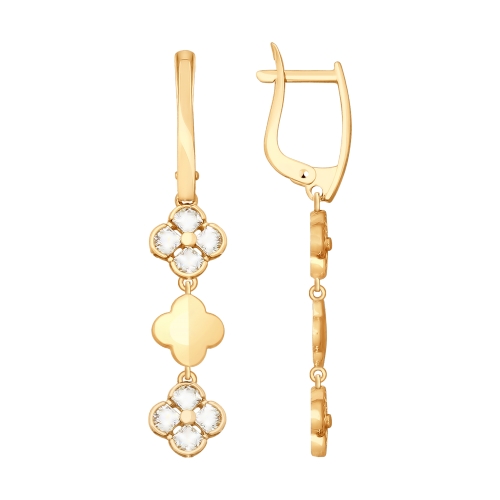 Серьги из красного золота 585 с фианитом