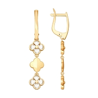 Серьги из красного золота 585 с фианитом
