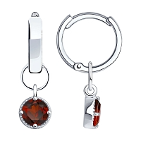 Серьги-конго из серебра 925 с гранатом