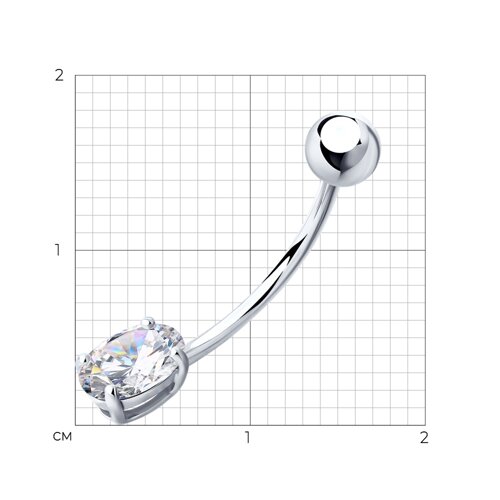 Пирсинг из серебра 925 с фианитом