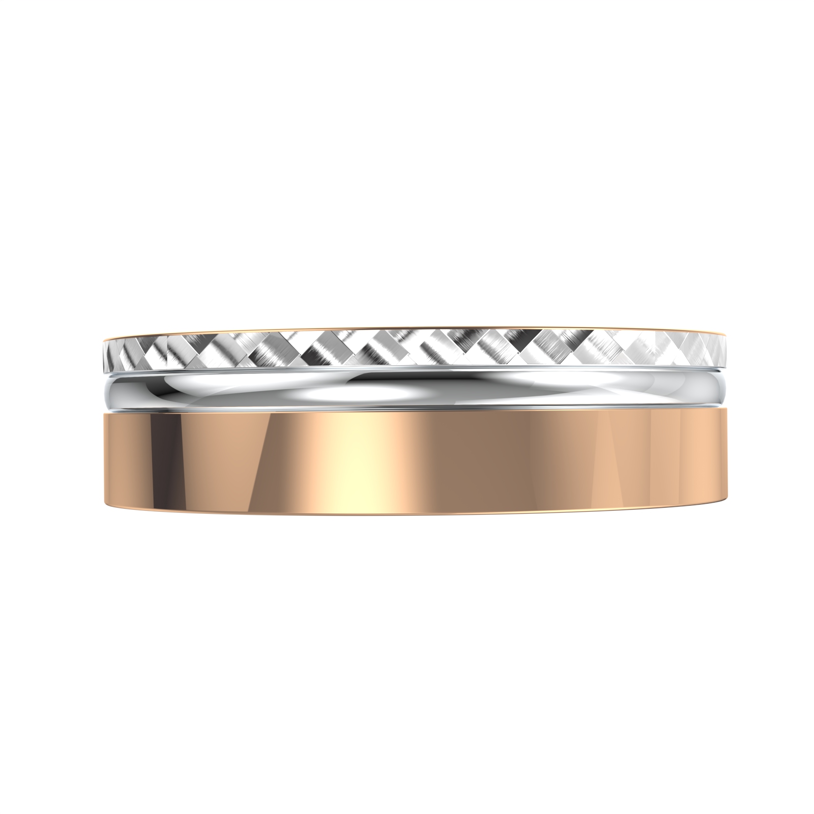 Кольцо обручальное из комбинированного золота 585 без вставок