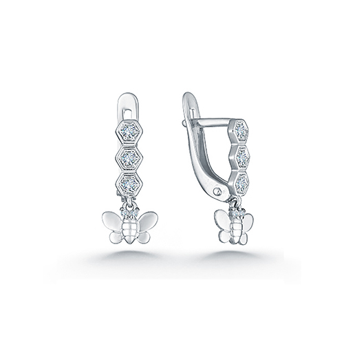Серьги из серебра 925 с фианитами