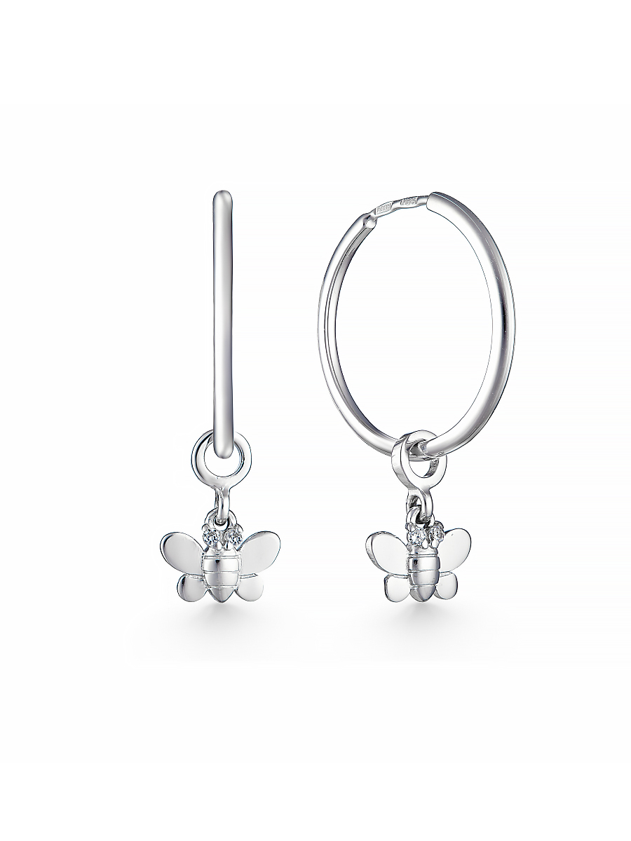 Серьги-конго из серебра 925 с фианитами